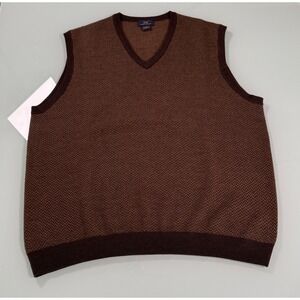 Brooks Brother 346 Merino Wool Sweater Vest Men's XL Chevron Pattern Preppy